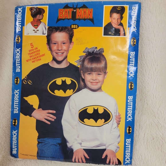VTG Butterick 1989 BATMAN Iron-On Transfer Kids Sweatshirt Pattern #985✨️NIP - Picture 16 of 16